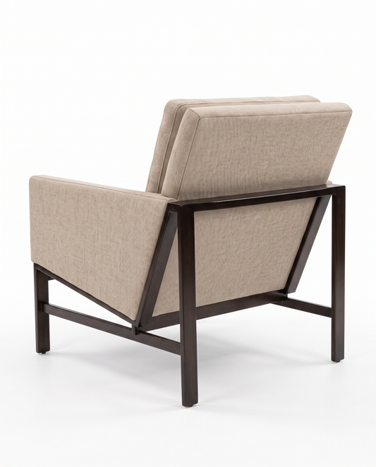 Robin Bruce Atticus U-Chair, Light Beige Upholstered/Black Metal Frame 30W 36D 33H