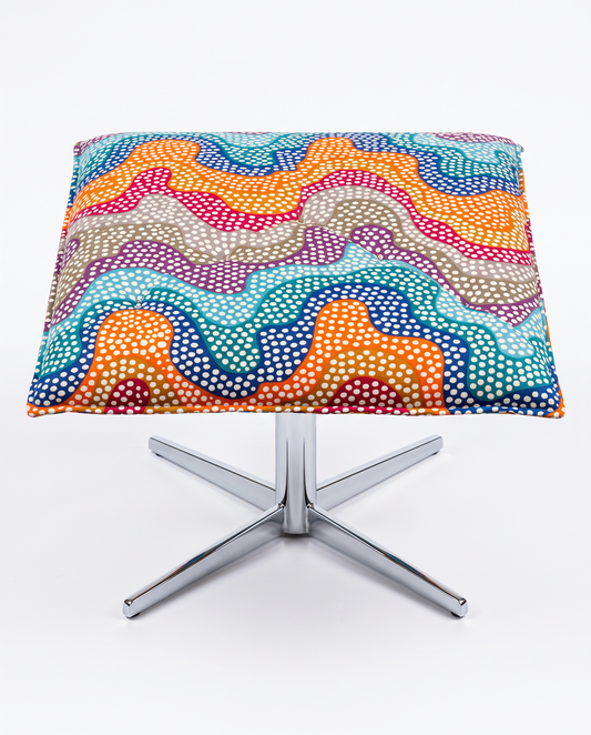 Roche Bobois Apex Ottoman, Multi-Color Dot Pattern 22W 23D 16H