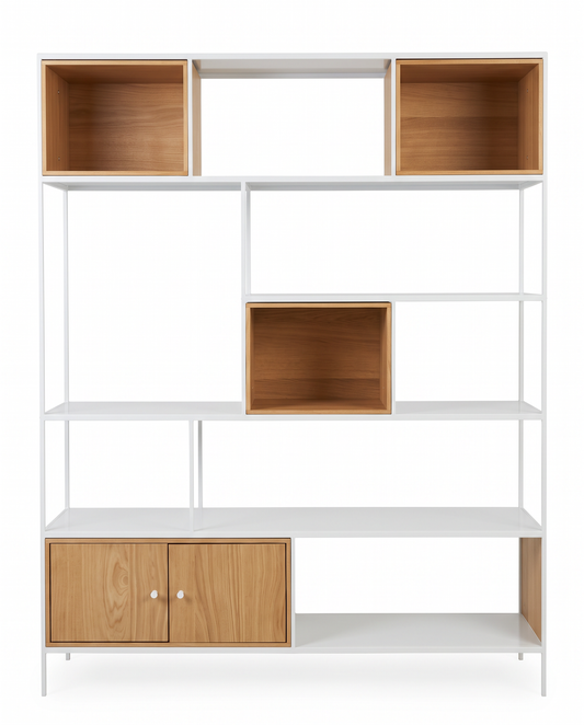 Room & Board Foshay Modular Shelving Unit, Open Shelves, Contrasting Natural Wood Cabinet Boxes 60W 15D 72H