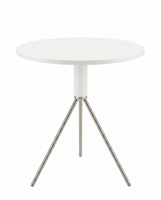 Round Accent Table, White Top w/3 Chrome Legs 18"Dia x 21.5"