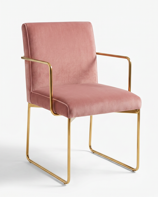 Rounded Silhouette Back Rest, Velvet Accent Chairs, Gold Legs (PAIR) 21.25 x 24 x 33