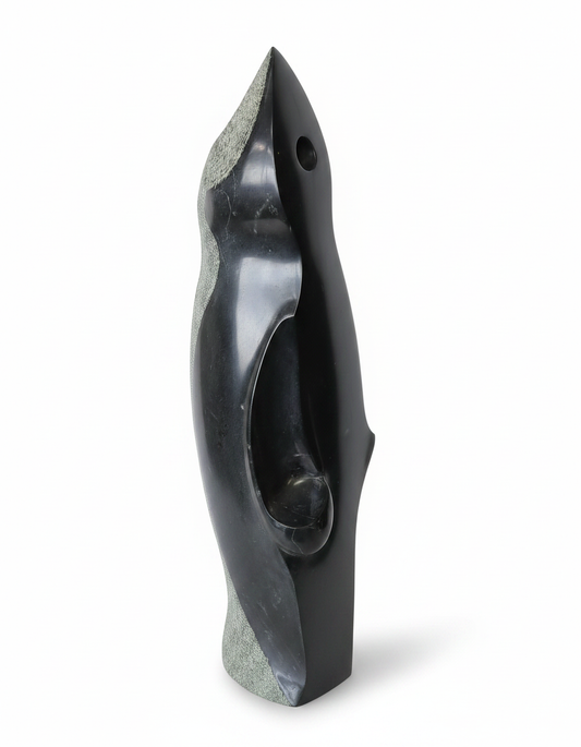 "Sentiel" Original Stone Sculpture by Don Carlos Andrade, Hand Carved, Hand-Held Tools 22H