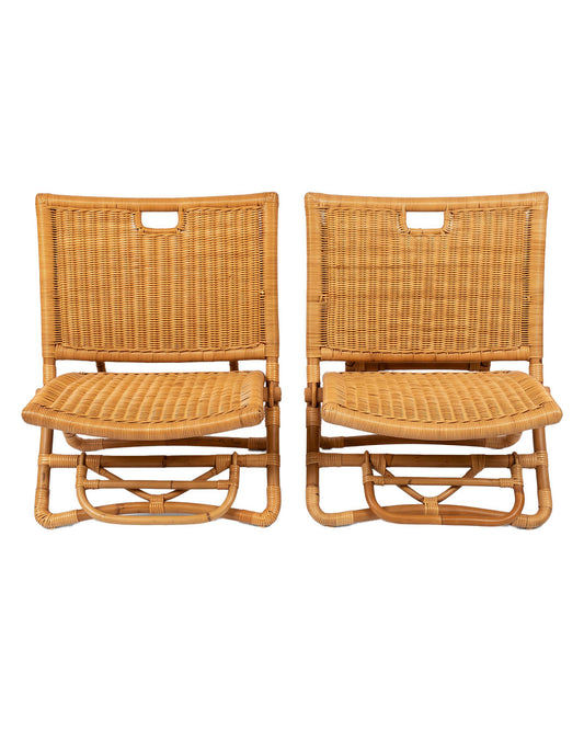 Serena Lily Rattan Folding Chairs 24.5W 25.5D 26.5H - PAIR