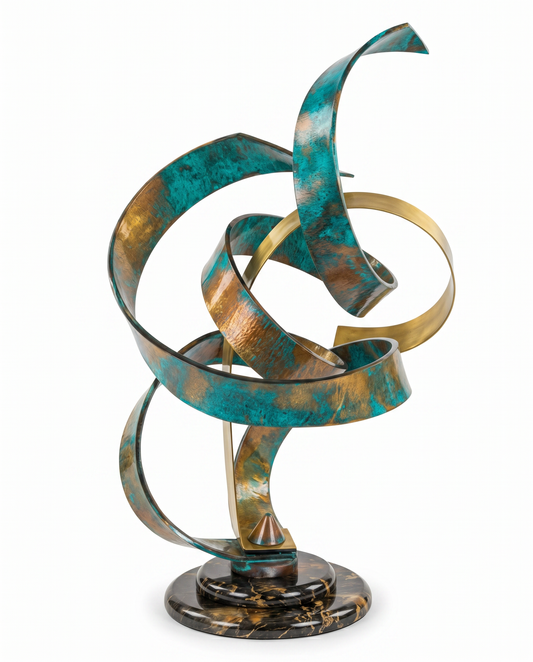 Shlomi Haziza Lucite & Brass Ribbon Sculpture 21W 19D 33H