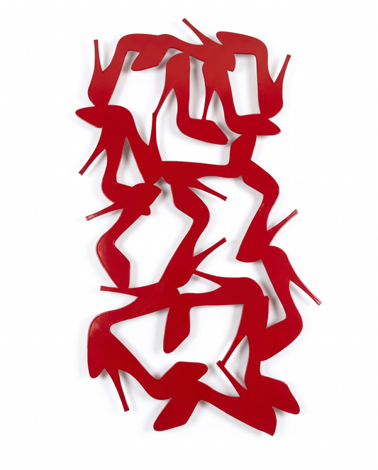 "Shoe Fetish # 1" Red Wall Scripture by Bruce Gray 47 x 24