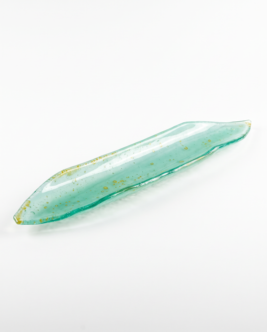 Signed Cristina Duarte Green Glass Tray 29.25 x 4.5H