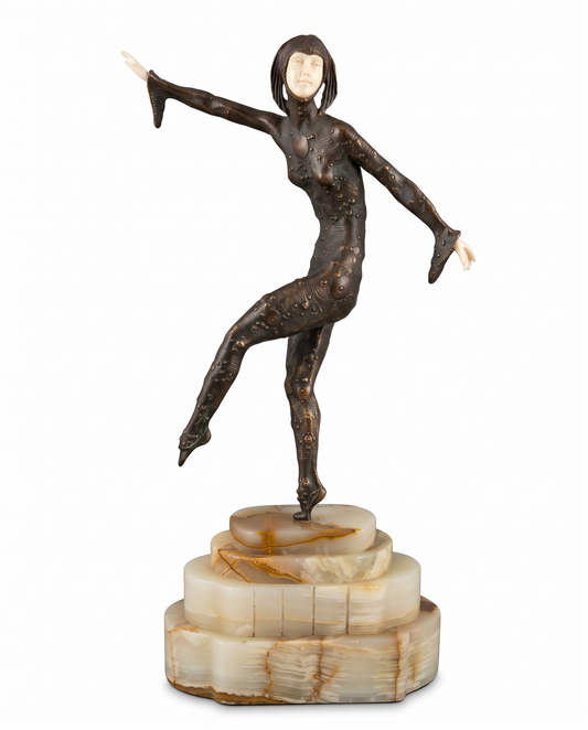 Signed D.H. Chiparus Ivory & Patinated Bronze Dancer 18H