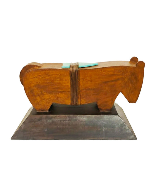 Signed E. Martin Reynolds Native Bronze Bear Sculpture 24W 12.5D 3.5H