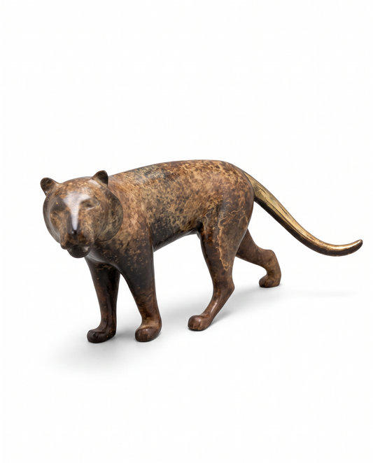 Signed Loet Vanderveen Ltd. Ed. 404/750 Bronze Tiger Sculpture 10 x 3 x 5.75H