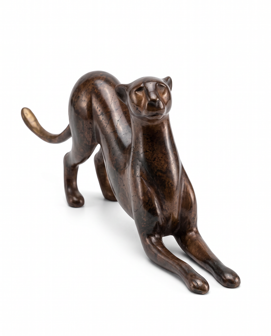 Signed Loet Vanderveen Ltd. Ed. 67/1750 Bronze Cheetah 10.5 x 2 x 4H