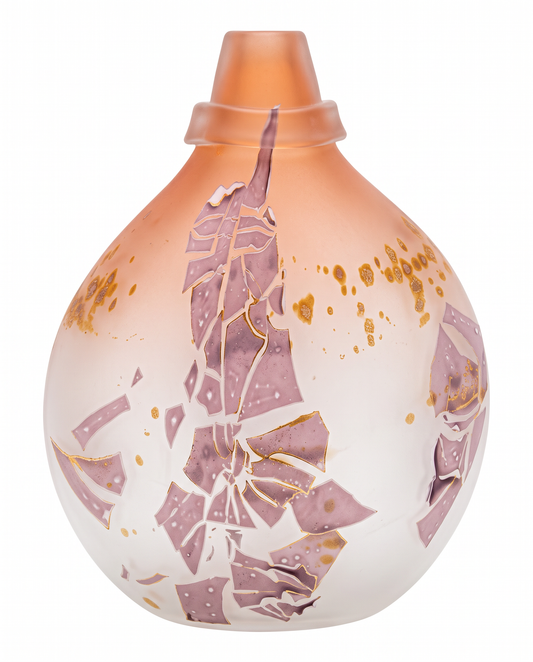 Signed Louis Leloup Light Pink Art Glass Vase 7.5W 4D 9.5H