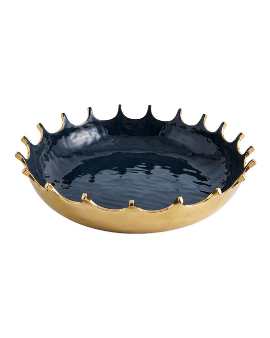 Splash Bowl by Nina Oberi Lunares, Dark Graphite Interior Centerpiece w/Sculpted Gold Rim 27 Dia. 6H
