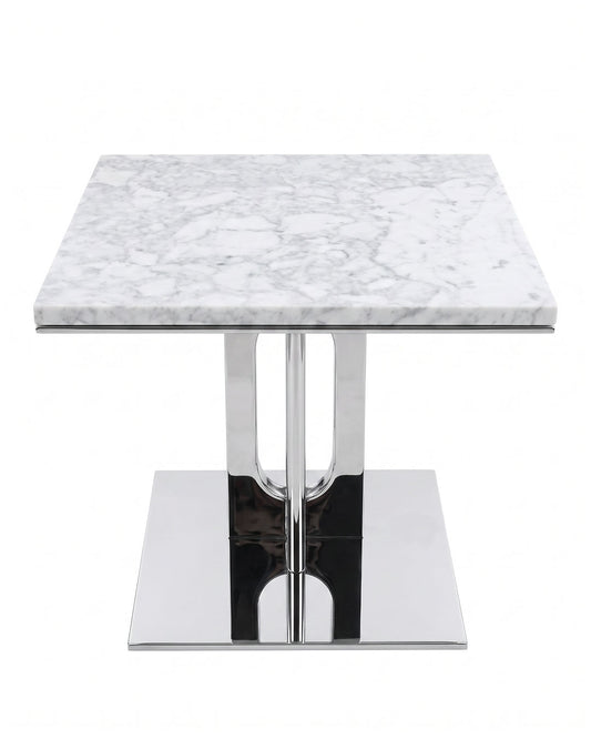 Stone International Italian Marble, Natural Stone Tea Table 16Sq 16.25H