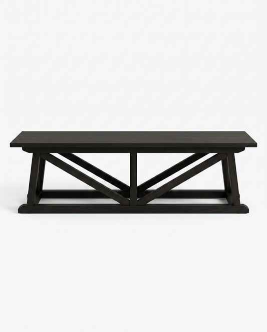 Sutton Wood Bench, Hand Rubbed Black 63.5W 17.5D 18H