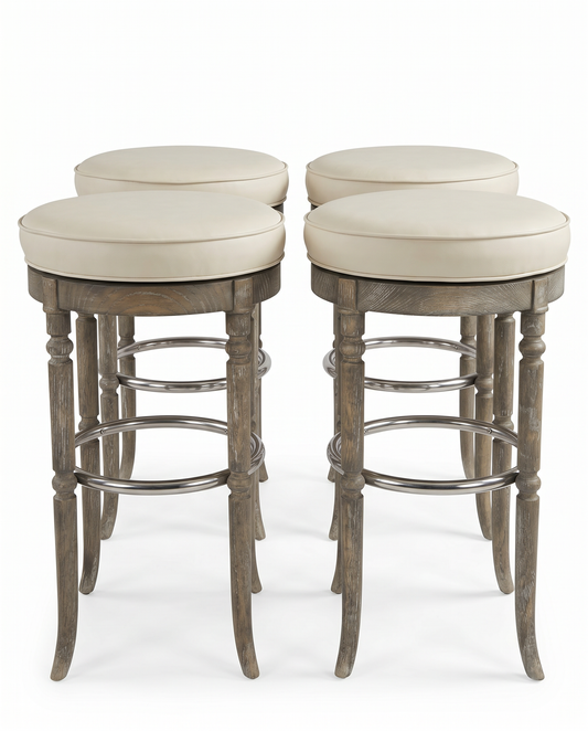Swivel Backless Bar & Counter Stools w/Kiln-Dried Solid Hardware 17Dia 30H - SET OF 4