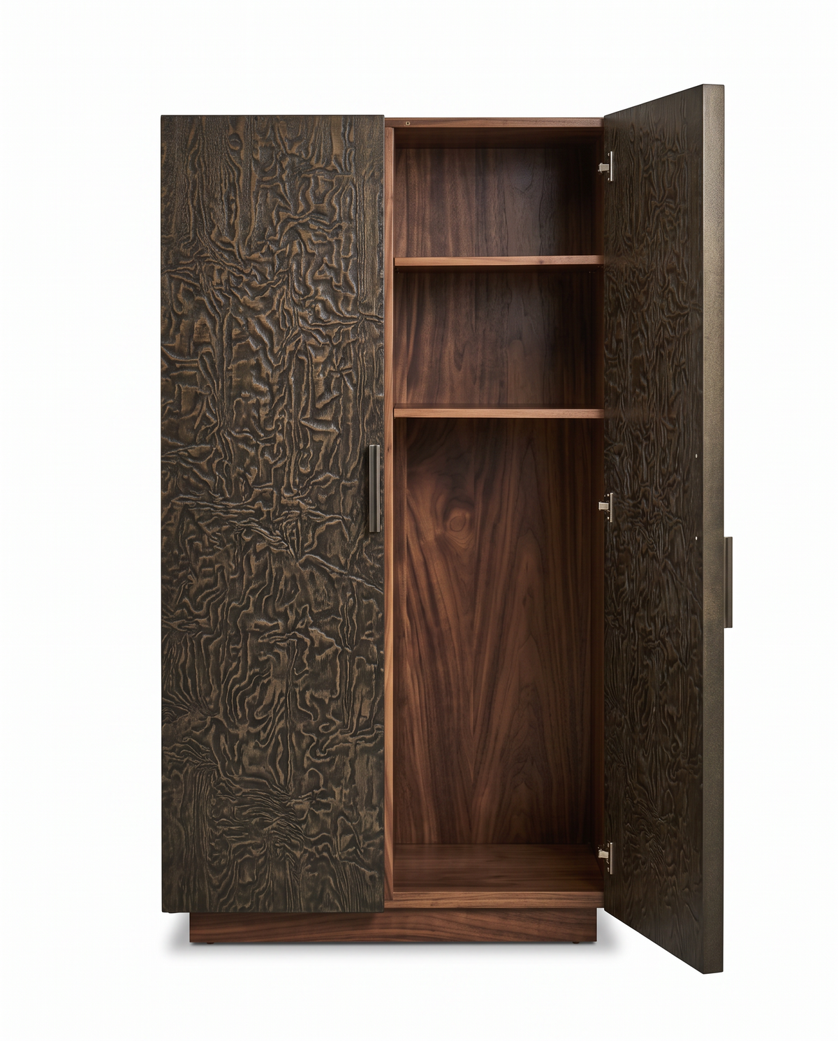 Taracea Tall Armoire, Double Doors, Textured Relief Patterns Ressembling Liquid Metal 41.5W 19.75D 79H
