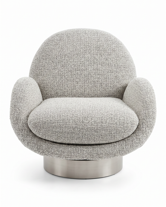 Thayer Coggin Urban Swivel Chair, Light Grey Textured Fabric 34W34D 34H
