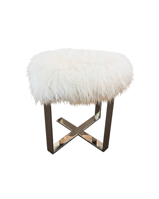 Tibetan Lamb Sheepskin Flat Bar Stool