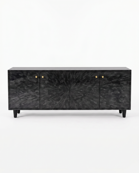 Torion 4-Door Buffet, Starburst Pattern, Dark Faux Horn 80W 20D 32.25H