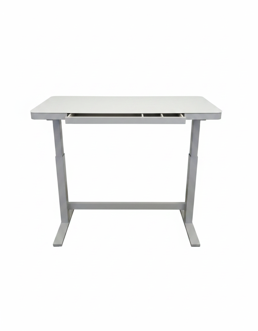 Tresanti Coastal Desk, White Glass Top, Monitorized Height Adjustment, Integrated USB Charging Ports 47.5W 23.75D 31.5H
