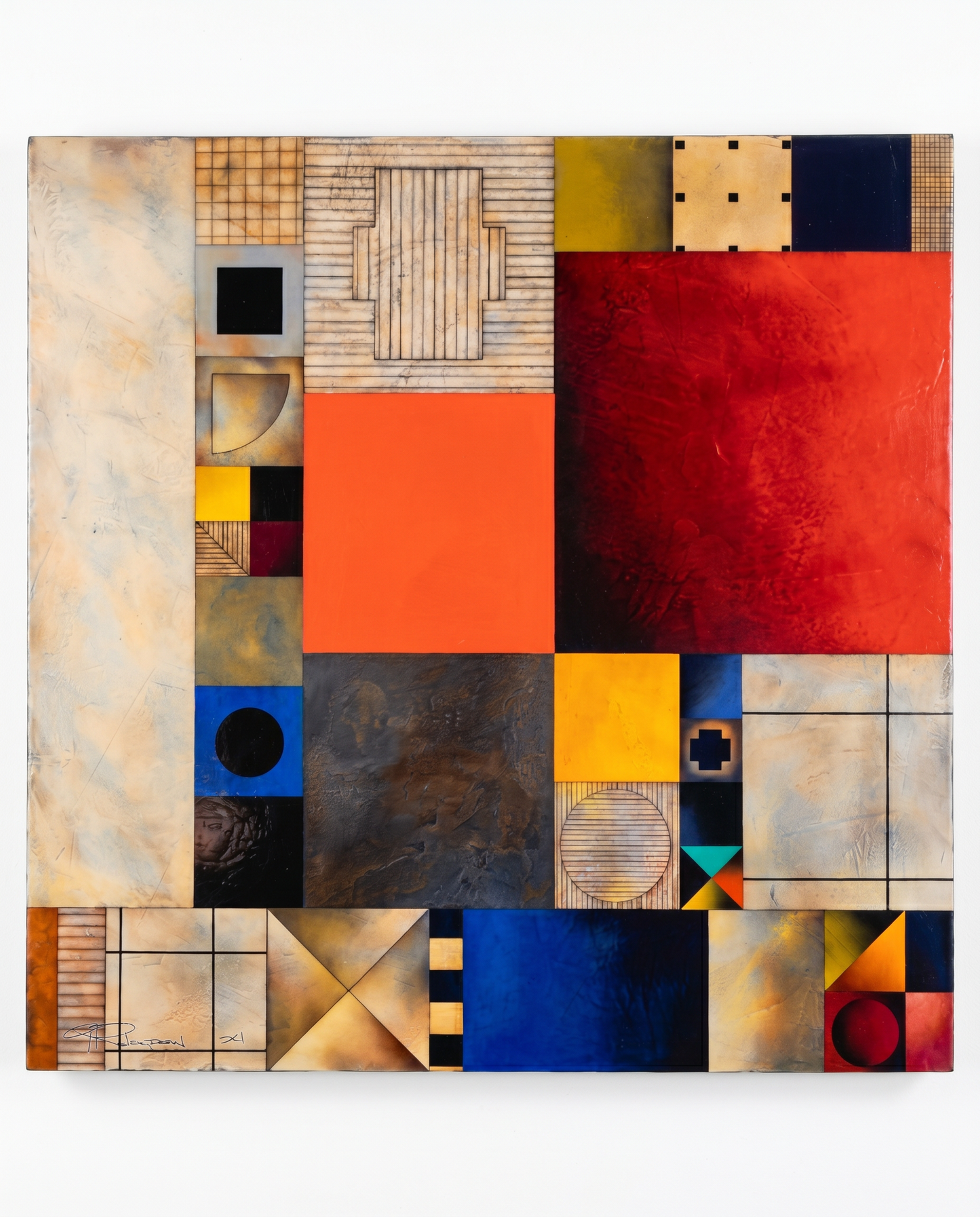"Trump Card" Multi-Color Acrylic on Canvas Abstract Art by Gregg Robinson 42"Sq