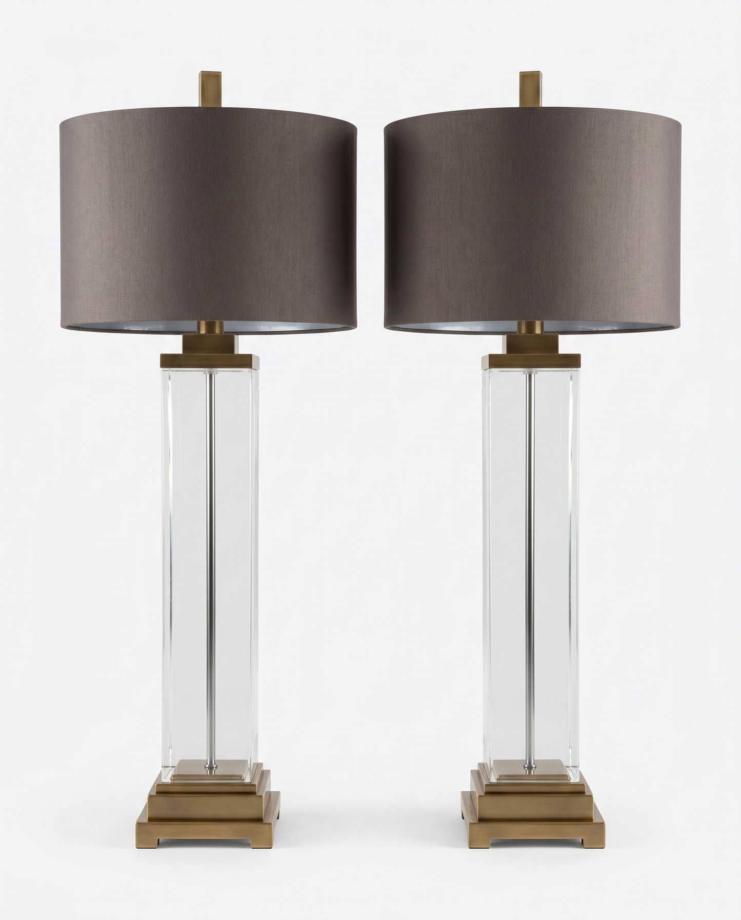 Uttermost Drustan Clear Glass, Brushed Champagne Finish w/Shades Lamps 44H - PAIR