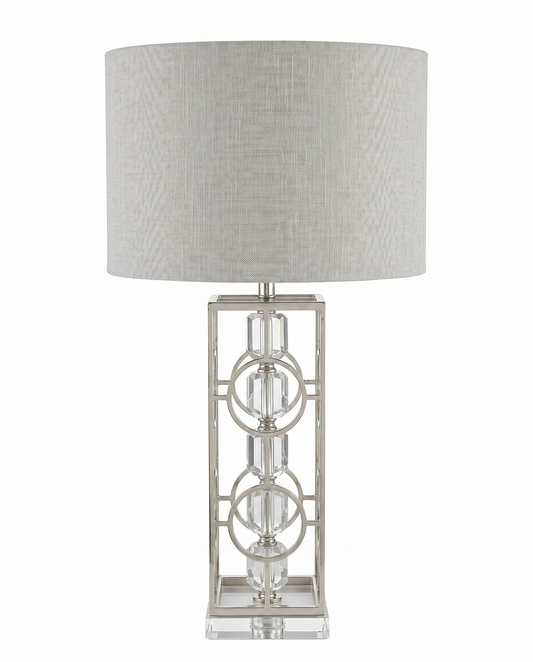 Uttermost Mezen Silver Table Lamps, Open Iron Frame w/Antiqued Silver Finish - PAIR
