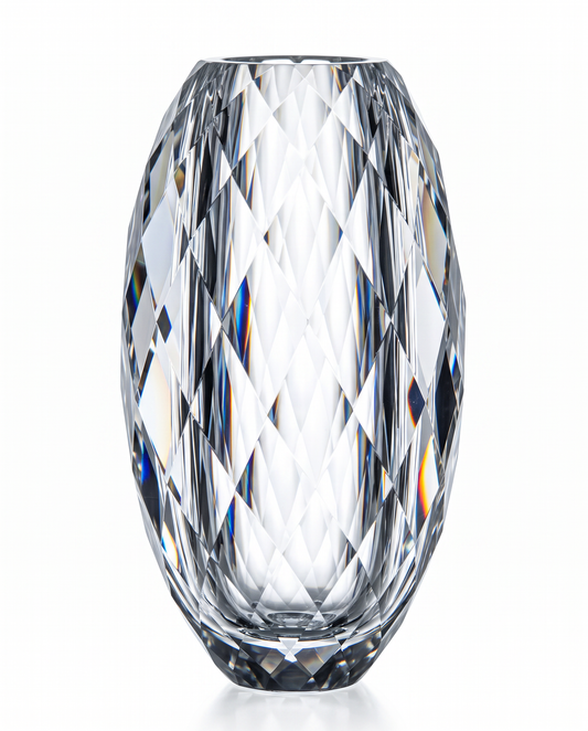 Veritas Egg Shaped Multi-Faceted Crystal Vase 4.5Dia 7.75H