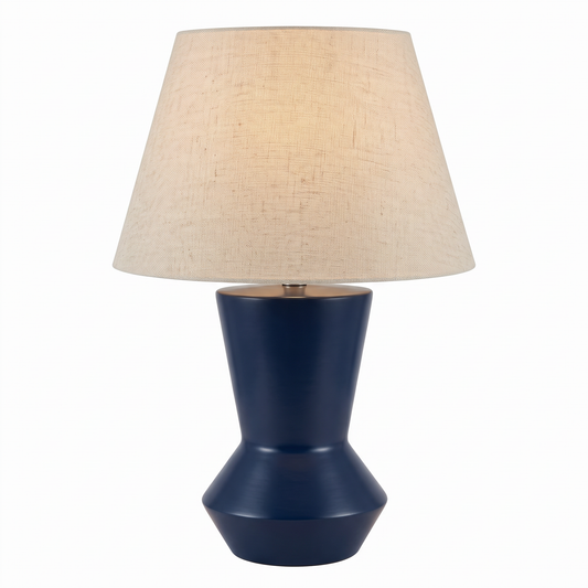 Visual Comfort Abaco Table Lamps, Navy Blue Geometric Gourd Shape 25H - PAIR