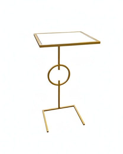 Worlds Away Georgia Cigar Table, Gold Leaf, Geometric Detail 12W 10D 26H