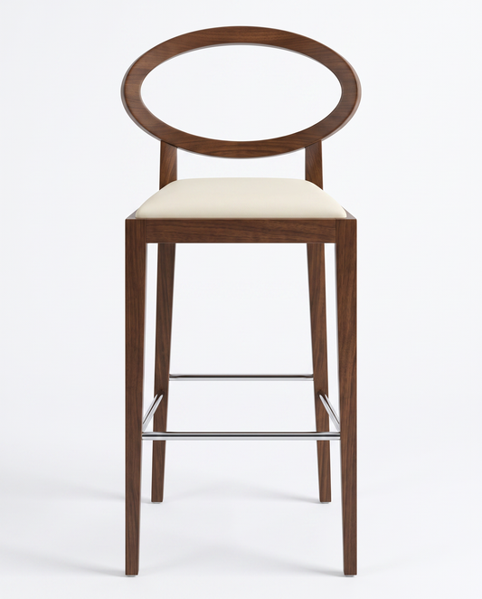 Zuo Regents Bar Chairs Walnut Finish Frame, Oval Backrest 18.25W 17D 42.5H - SET OF 4