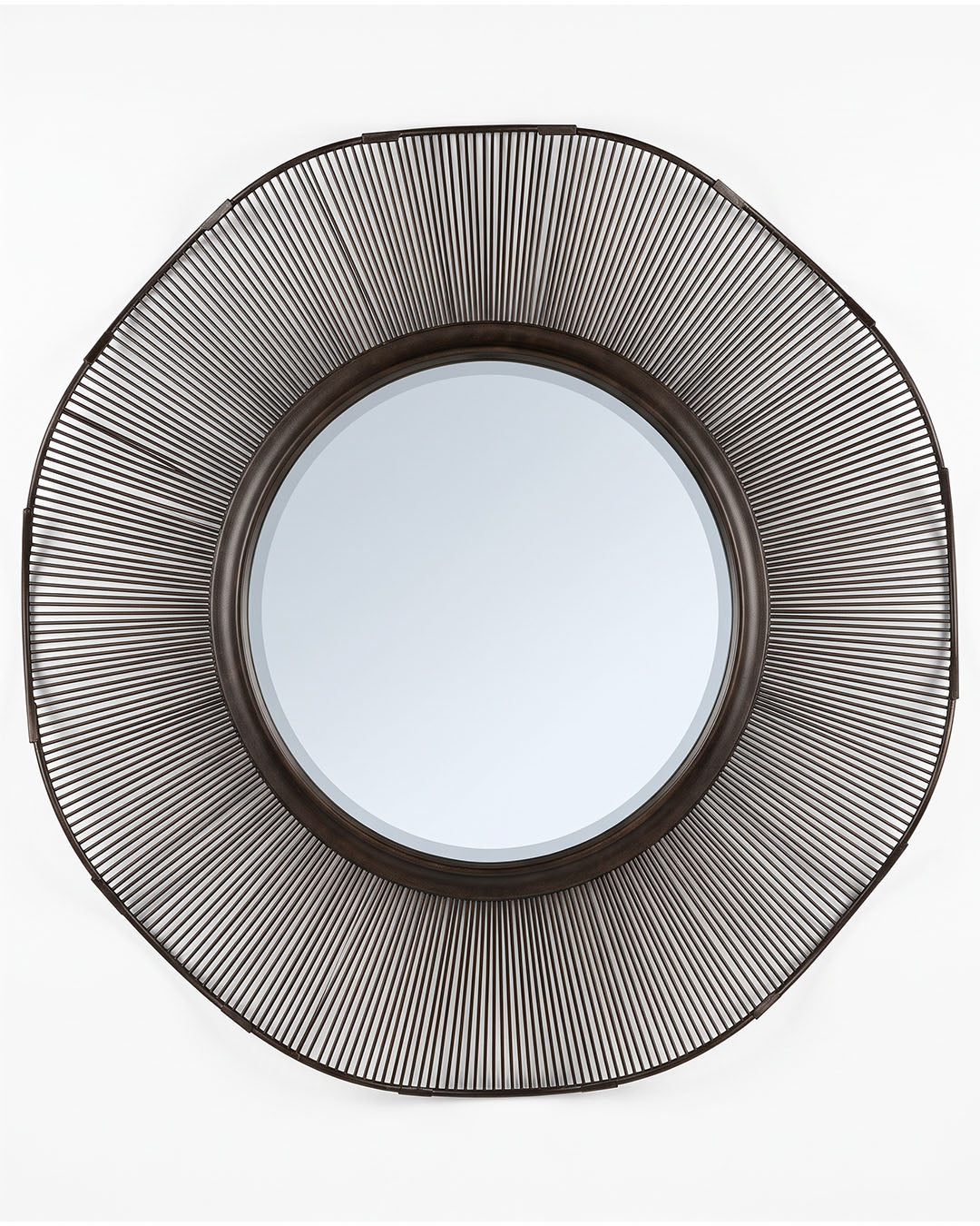 Black Iron Round Mirror, Wall Mounted 61Dia