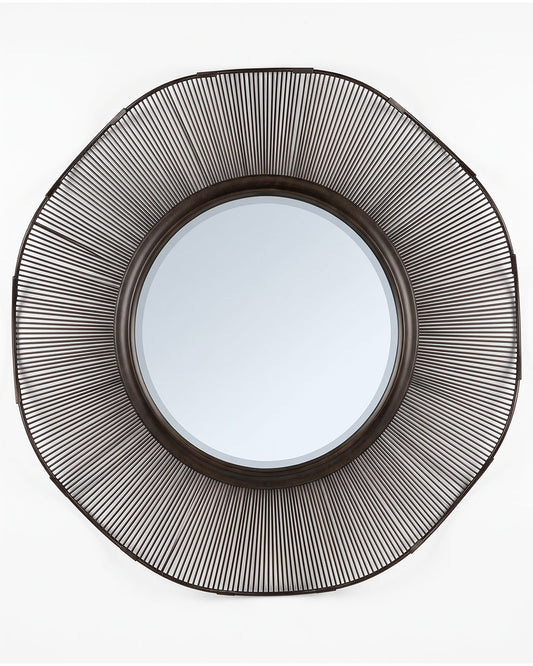 Black Iron Round Mirror, Wall Mounted 61Dia