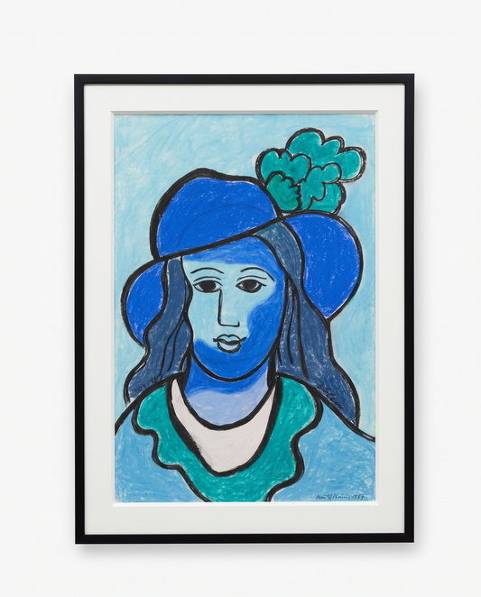 Framed Pastel In The Style of Henri Matisse's "Woman with a Hat" (Femme au Chapeau) 29W 41H