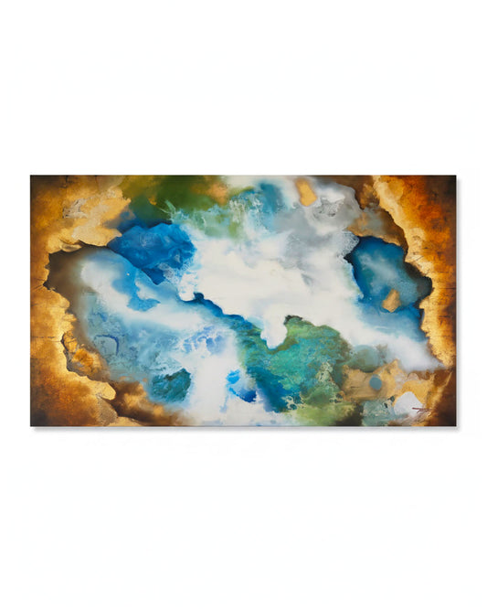 "Inner Lights" Signed Torres, Mixed Media Oil on Canvas 71.75W 48.75H
