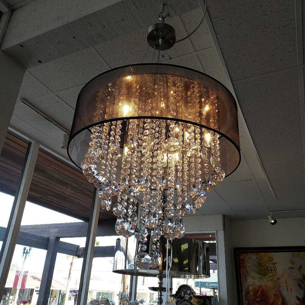 Possini Euro Jolie Silver Fabric Crystal Chandelier
