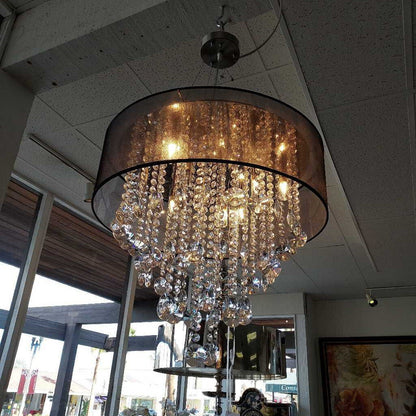 Possini Euro Jolie Silver Fabric Crystal Chandelier