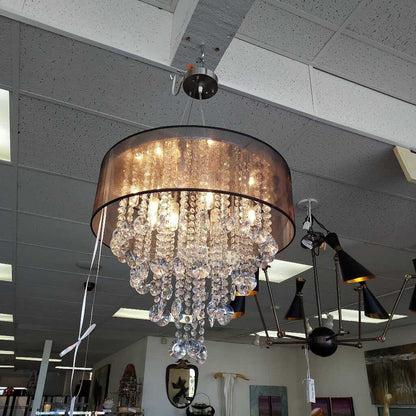Possini Euro Jolie Silver Fabric Crystal Chandelier