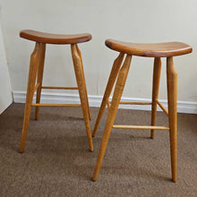Load image into Gallery viewer, Signed Stephen Swift, Cherry &amp; Ash Handmade Barstools - PAIR
