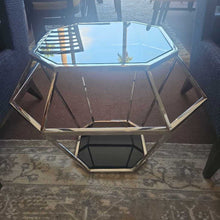 Load image into Gallery viewer, Hexagon Chrome End Tables w/Black Glass Shelf
